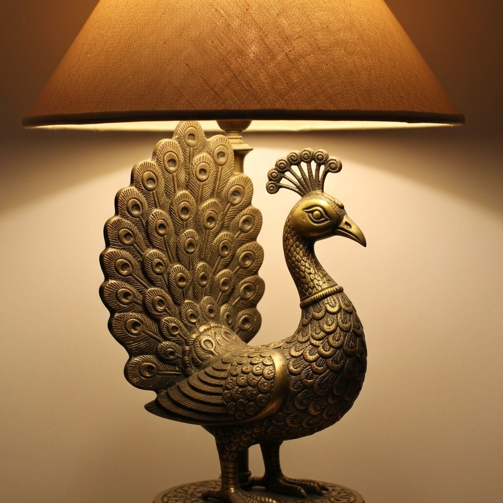 Brass Peacock Lamp