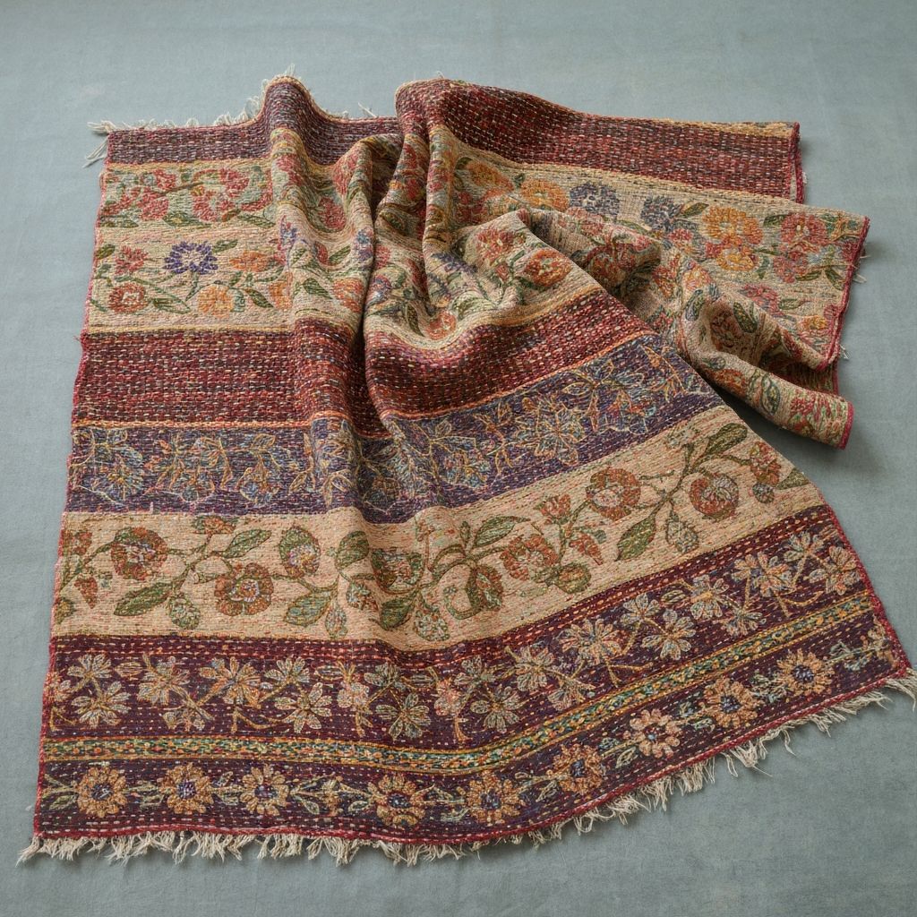 Kantha Embroidered Throw